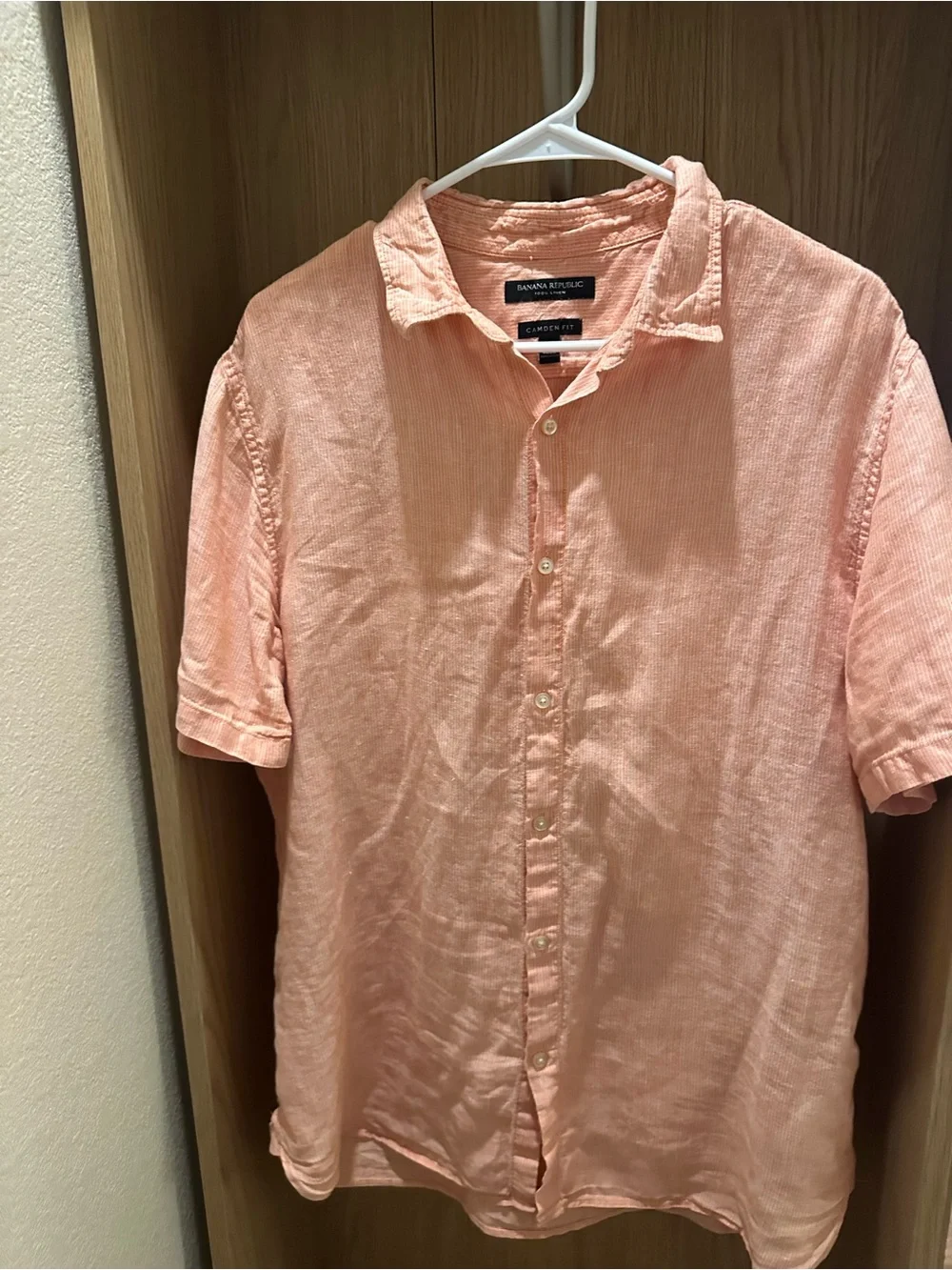 Banana Republic Peach Short Sleeve Button-Down Shirt